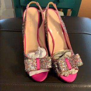 Kate Spade pink glitter heels